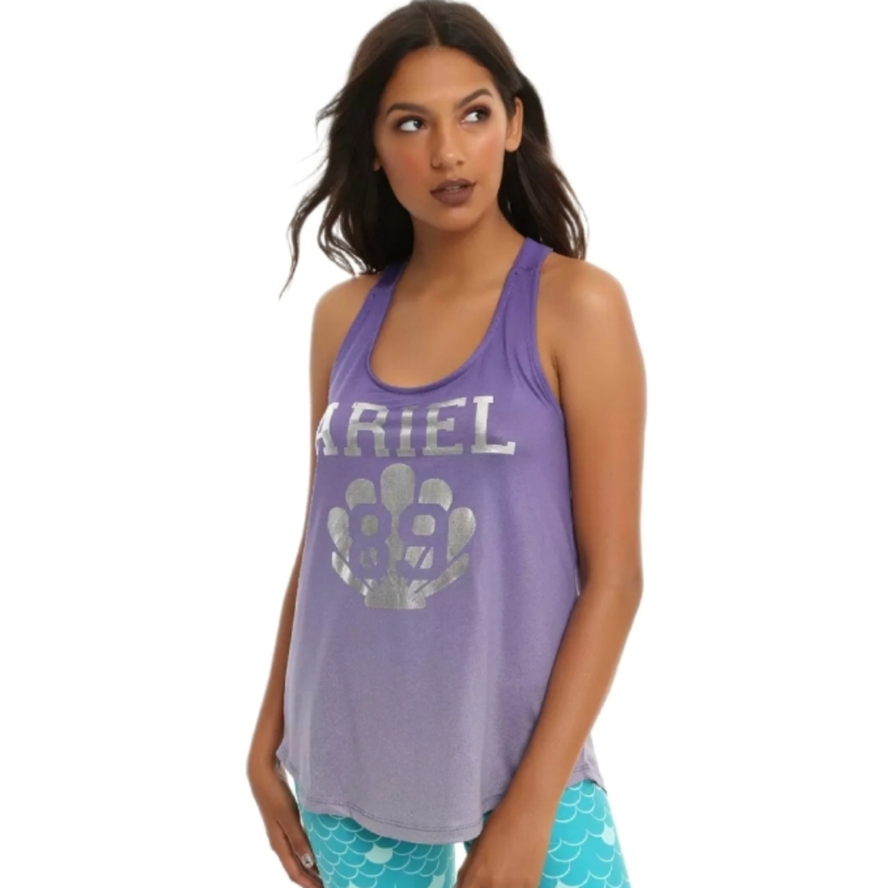 The Little Mermaid Ariel Seashell Strappy Active Workout Tank L
